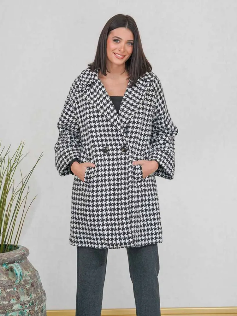 Abrigos Y Chaquetas-Mariquita Trasquilá ABRIGO PATA DE GALLO Negro/Blanco