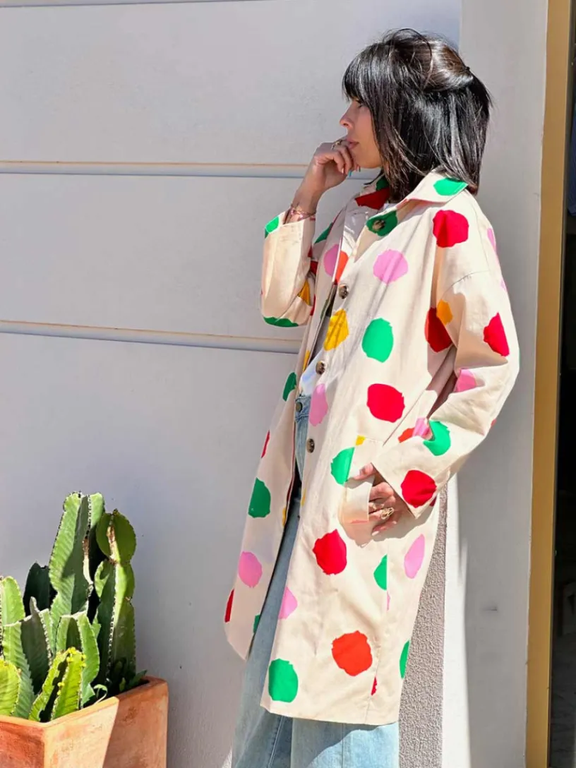 Abrigos Y Chaquetas-Mariquita Trasquilá GABARDINA MIDI LUNARES MACULA Beige