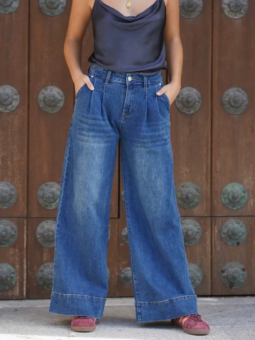 Pantalones De Mujer-Mariquita Trasquilá JEANS PINZAS VaqueroOscuro