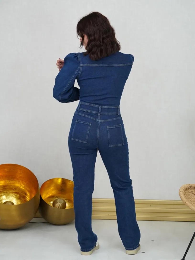 Pantalones De Mujer | Vestidos De Mujer-Mariquita Trasquilá MONO LARGO DENIM VaqueroOscuro