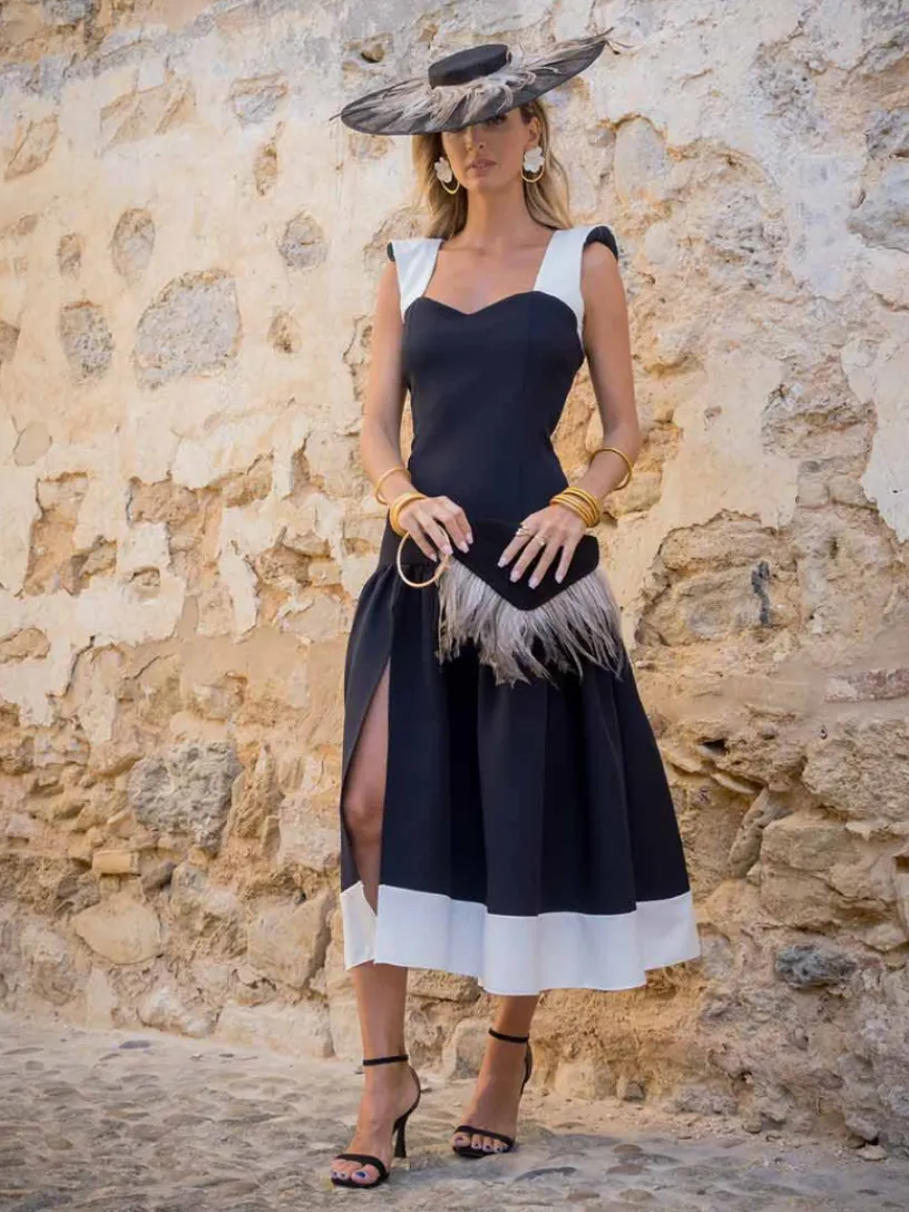 Nvitadas Boda De Noche | Vestidos Cortos De Fiesta-Mariquita Trasquilá VESTIDO AUREA Negroyblanco